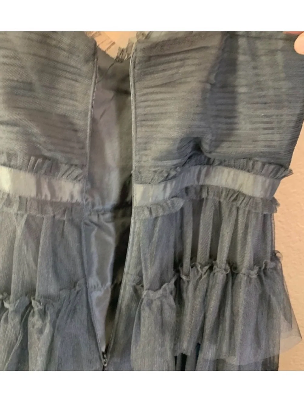 Betsy & Adam Black Tiered Ruffle Tulle Maxi Dress - Picture 5 of 6